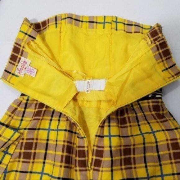 Plenty by Tracy Reese strapless plaid mini dress tartan size 0 XS yellow - Picture 3 of 6